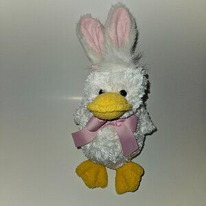 Duck Wearing Easter Bunny Ears Plush Pink Bow Stuffed Toy Animal Adventure 2009